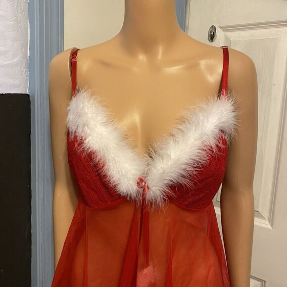 Seductive Wear Cinema Red Lace Mesh Holiday Bustier Lingerie Top Sz M Sexy Roman - Picture 9 of 9